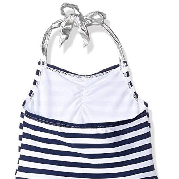 Kiko & Max Stripe Ruffle Halter Swimsuit NWT - Picture 2 of 3